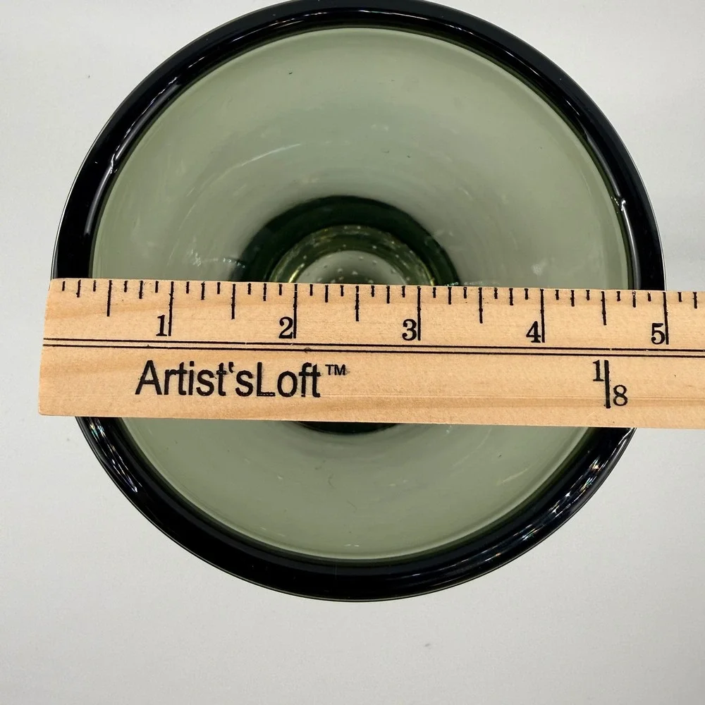 Attributed Carl Erickson Studio Art Glass Olive Green Bubble Cylinder Vase